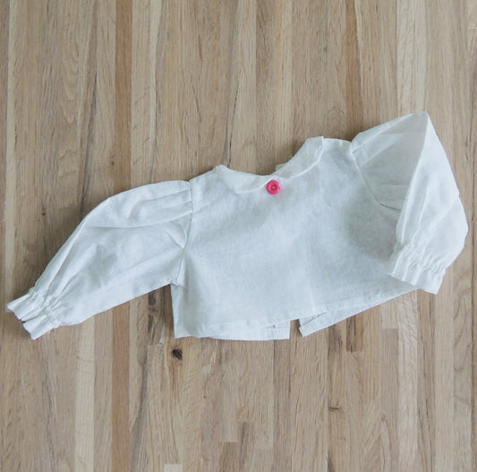 White pink button blouse